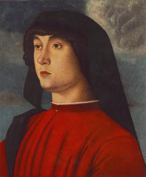 喬凡尼 貝利尼 Portrait of a young man in red